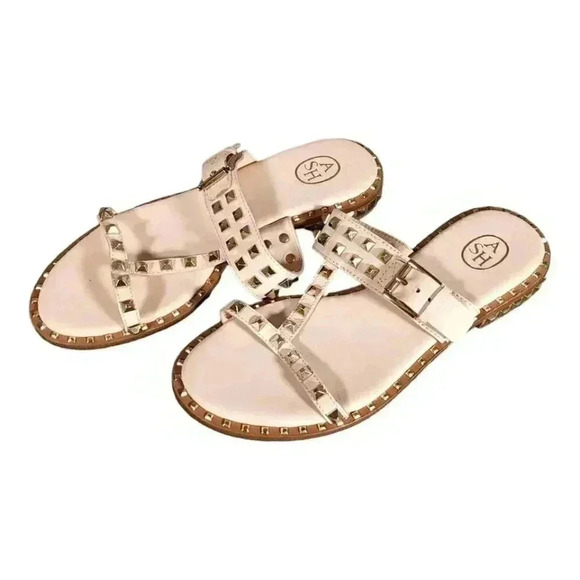 ASH Prince T-Strap Sandals - Women's Studded Slides - Stylish Summer Footwear - Picture 3 of 9